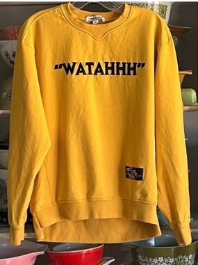 Bruce Lee x Fairwhale WATAHHH! Yellow Embroidered Sweatshirt - Size Large